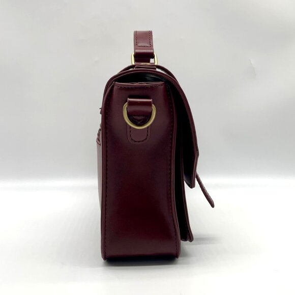 Ecosusi Burgundy Vegan Leather Top Handle Briefcase Satchel - Picture 4 of 10